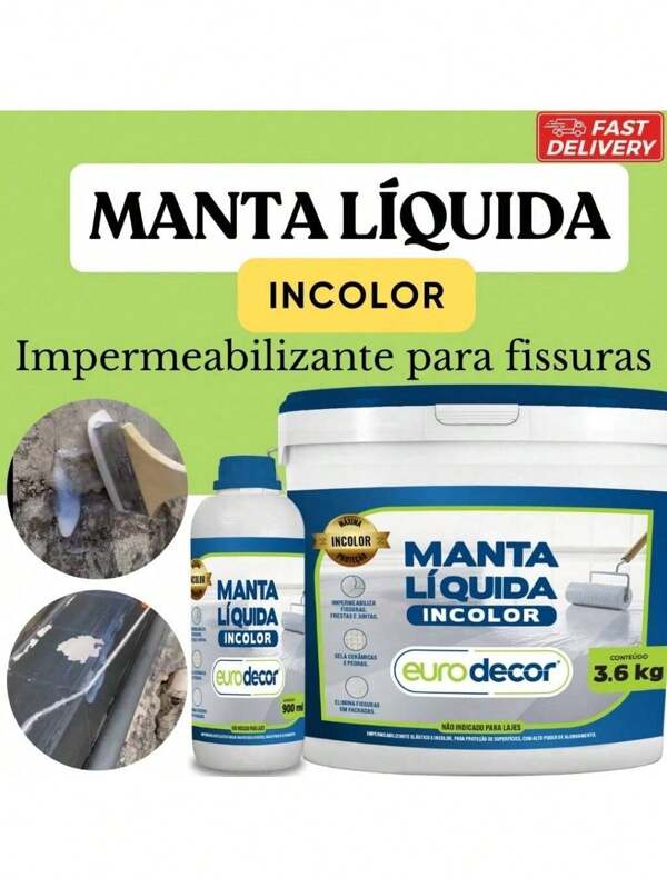 Impermeabilizante Incolor Manta Líquida 900ml Sela Fissuras e Telhados