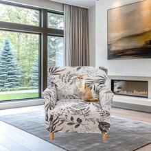 Local Delivery - Banquet Armchair Slipcover Printed Chair Covers With Arms Stretch Club Chair Slipcover Soft Armchair Sofa Covers Anti-Slip Furniture Protector For Dogs Pets Home Living Room Decor, 14 - A3 - 查看 7