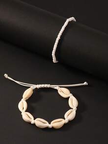 Boho Style Beaded Bracelets For Teens, With Resin Simulated Shell, Beads And Starfish Pendant, Suitable For Summer Beach Jewelry (Bead Colors Randomly Matched) - Style 1 - View 3