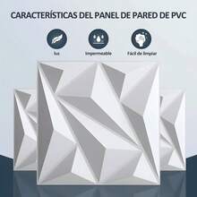 12 paneles decorativos 3D impermeables e ignífugos, adecuados para decoración, hogar, oficina, dormitorio, pasillo, 30 x 30 cm 1,08 m² - Blanco - Ver 6
