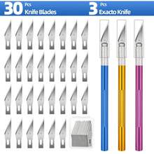 QIANCHUAN 3 PCS Exacto Knife, Hobby Knife, Craft Knives With 30 PCS Spare Exacto Knife Blades(#11),Profession Craft Knifes For Crafts, Arts, Modeling, Scrapbooking, Stencil By XEKIGU, AK0103