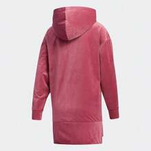 Adidas Originals Sudadera Adidas Trefoil para mujer, deportiva, de terciopelo, con logo grande, larga y capucha, GV2925