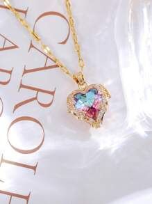 1件新款海洋之心项链简约高端蓝色项链配心形锁骨链