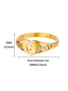 1PC Fashion Hollow Initial Letter Heart Rings For Women Gold Color Stainless Steel A-Z Letter Ring Aesthetic Wedding Jewelry Gift - Yellow Gold - View 32