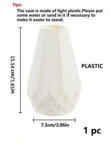 1PC Minimalist Solid Color Flower Vase, Suitable For Living Room And Balcony Decoration, Plastic Flower Vase, White Ceramic Look Flower Vase,Mother's Day Gifts, Birthday Bifts, Graduation Season Gifts,Wedding Season, Nordic White Plastic Vase Unbreakable Vase For Tulips Flower Arrangement Home Decor Table, Shelf Bookshelf, Mantel, Entryway And Centerpieces Decoration