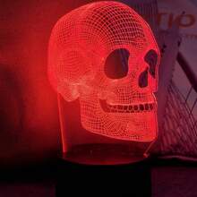 1 Stück 3D Schädel-förmige LED Tischlampe, USB betrieben - Moderne Schreibtisch Dekoration, geeignet für Schlafzimmer, Büro, Halloween Geschenk, Stimmungsbeleuchtung, Büroschreibtischlampe, Dekorationsbeleuchtung, Heim-Atmosphäre, Kreatives Design, Wohndekoration