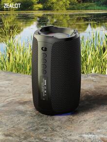 ZEALOT S61 20W Wireless Speaker, Outdoor Portable, Bluetooth Speaker, 3600mAh Long Battery, With RGB Color Lights, Up To 8 Hours Of Playback Time, Supports Mobile Phones/Tablets/TVs. Compatible With SD Card/USB/AUX, Serial Pairing Function, Suitable For/Car/Outdoor/Camping/Beach/Party - 黑色 - 查看 13