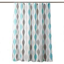 Mid Geo Shower Curtain, 72 X 72, Gold & Gray, Bathroom Decor - 藍灰色 - 查看 5