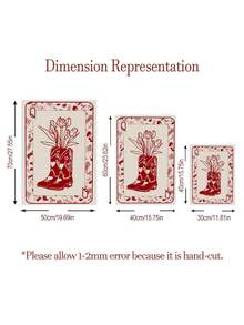 1 件女王扑克牌帆布海报牛仔靴挂画红色花朵印刷图片樱桃心墙画酒吧女孩房间走廊墙壁装饰生日礼物无框架 - 紅色 - 查看 2