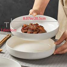 2pcs/4pcs Ceramic Serving Plates, 8-Inch Wide Rim Noodle Dishes Chip Resistant Edge & Non-Slip Base Oven Stack Bowls For Ramen/Stew/Meal Prep Thanksgiving, Christmas, Holiday Entertaining & Family Feasts