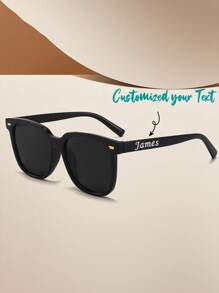 1pc Customized Text Framed Glasses, Unisex Design, Square Frame And Wide Lens, Suitable For Men And Women's Fashion Street Wear Accessories, Stylish, Minimalist, Modern Customized, Ideal For All Seasons, Camping, Travel, Personalized, Unique Ideal Gift For Him, Her, Boyfriend, Girlfriend, Mom, Dad, Family, Friends, Graduation, Anniversary, Valentine's Day, Mother's Day, Birthday, Father's Day, Graduation, Wedding - Multicolor - View 1