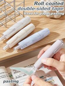 4PCS Roll Coated Double-Sided Tape,Permanent Adhesive Scrapbook Tape Dispenser Runner, Glue Tape Roller For Scrapbooking, Crafts And Arts Projects, Photo, Smooth & Clean, School Supplies,Back To School