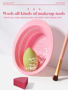 46pcs Makeup Tool Set Including 25pcs Makeup Brush &Makeup Sponge &Finger Puff &Makeup Puff Sponge Triangle& Makeup Brush Cleaner Bowl & Eyelash Curler & For Liquid, Cream, And Powder - Buffing, Blending, And Face Brush - Pink - View 11