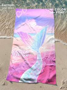 1 件个性化美人鱼尾巴沙滩巾 - 沙滩设计，超强吸水和游泳毛巾，非常适合海滩、游泳、露营和旅行，沙滩必备 | 美人鱼尾巴主题 | 涤纶毛巾，沙滩配饰，适合所有场合 - 彩色 - 查看 7