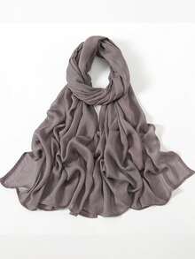 1条女士宽檐真丝围巾，时尚透气长围巾，防晒头巾，舒适百搭，适合日常佩戴、海滩度假等场合 - 寬邊頭巾 - 查看 25