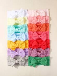 14pcs Candy-Colored Soft Nylon Bow Headbands Set For 0-2 Years Old Baby Love Valentine - Multicolor - View 1