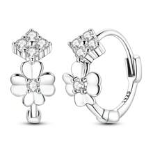 925 Silver Openwork Four-Leaf Clover Drop Earrings, Lucky Irish Jewelry Gift For Everyday Elegance (St. Patrick's Day)
