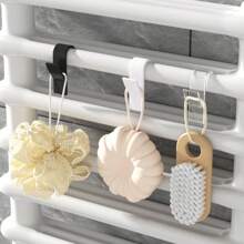 3pcs/6pcs Storage Hanging Hooks, Robe And Towel Hooks, Bathroom Hooks For Heated Towel Rack, Rail Hangers, Storage Organizers, Multi-Functional Hooks, Suitable For Towels, Scarves, Easy Installation Space-Saving Drying Rack