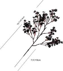 6 Bundles Black Silk Babys Breath Artificial Fall Fake Flowers Gypsophila Bouquet 18.7" For Mother's Day Easter Home Kitchen Wedding Party Decorations New Year Spring(Vase Not Include) - 黑色 - 查看 2