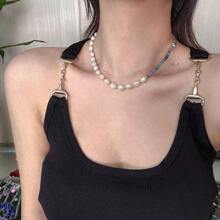 Boho Vacation Style Natural Cultured Baroque Pearl & Colorful Disc Beads Necklace, Suitable For Daily Wear For Women