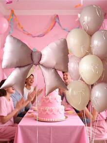 Set de 12 globos de aluminio grandes con lazo rosa, set de globos de látex color macaron, incluye cintas y puntos de pegamento para manualidades. Adecuado para bodas, compromisos, aniversarios, fiestas de princesas y decoración de cumpleaños