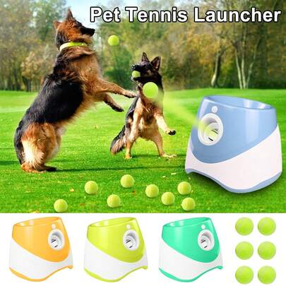 Nuevo lanzador de bolas inteligente recargable por USB de larga duración y múltiples distancias para mascotas, dispositivo de lanzamiento de pelotas de tenis elásticas para exteriores, juguete de recuperación automática para perros