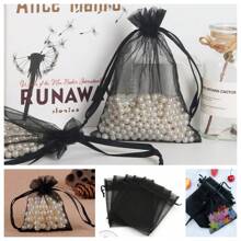 50/100 stuks geschenkverpakkingszakken, zwarte organza snoepzakken, serviesgoed, Halloween, kerst, huishoudelijke artikelen, feestartikelen voor bruiloften, festivalactiviteiten en feestbenodigdheden, geschenkverpakkingszakken, snoepzakken voor bruiloften, geschenkverpakkingszakken. Sieradenverpakking, organza zakjes, snoepzakken, reistassen, geschenkzakken voor de feestdagen, kan worden gebruikt voor fruit, anti-insectenzakken, herfst, kerstmis en Valentijnsdag.