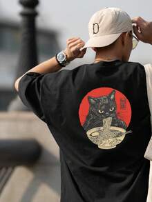 200g Cotton T-Shirt 2025 Men's New Short-Sleeved Cotton Vacation Pattern Short-Sleeved Crew Neck Matching Look