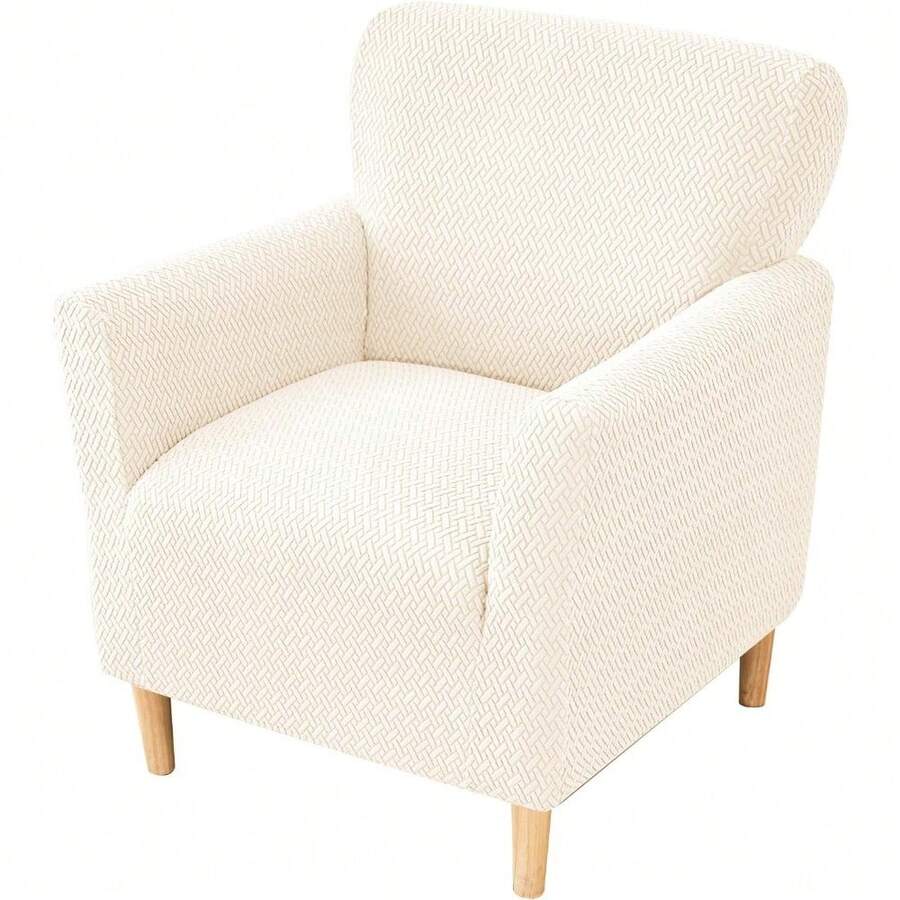 Local Delivery - Banquet Armchair Slipcover Printed Chair Covers With Arms Stretch Club Chair Slipcover Soft Armchair Sofa Covers Anti-Slip Furniture Protector For Dogs Pets Home Living Room Decor, 14 - T-jacquard Cream - 查看 1