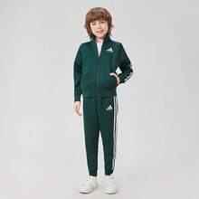 Adidas 阿迪达斯男童三条纹休闲轻便外套，春秋季百搭之选 - 綠色 - 查看 4