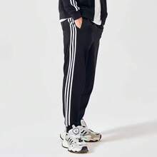 Adidas Loose Fit Tapered Leg Sweatpants With 3-Stripes, Black, Casual Campus & Streetwear, Spring/Autumn - Black - View 4