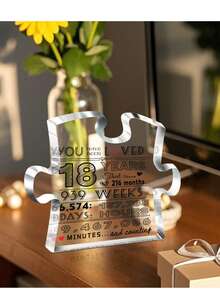 18th Birthday Acrylic Centerpiece Decor - "You've Lived 18 Years" Collage Design, Transparent PMMA Desktop Ornament, Suitable For Home And Bedroom, Perfect Gift, 18th Birthday Party Supplies, Birthday Party Decorations - Black - View 3