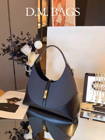 Color Block Niche Design Dumpling Bag, Versatile Commuting Portable Shoulder Crossbody Bag, Handbag, Suitable For Daily Commuting, Casual Dating, Shopping,Collision Particle Mother Pack