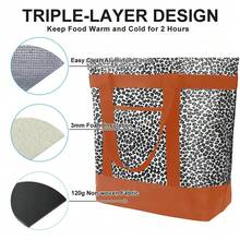 Insulated Reusable Tote Bag For Grocery Shopping For Women/Men, Pizza/Food Delivery Bag To Keep Food Cold/Hot For  Eats/Doordash/Grubub, Cooler Bags For Travel/Beach/Picnic, Cow Print - Multicolor - View 10