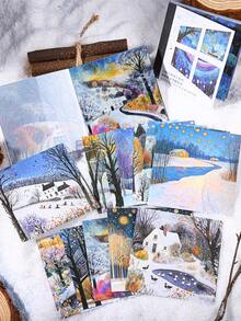 30 张四季主题装饰贴纸，剪贴簿用品，适用于礼物、办公室、家居、标签、教室、娱乐玩具、学生计划器、创意复古 DIY 景观装饰、学校用品、返校 - 彩色 - 查看 9