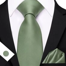 Ensemble cravate en soie pour hommes Barry Wang, cravate unie dorée, pochette de costume, boutons de manchette, ensemble pour mariage