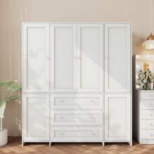 VOWNER 71" Large Wardrobe Closet With Mirror, Freestanding Bedroom Armoire With 3/6 Large Drawers & 2/4 Doors, Clothes Storage Organizer Cabinet For Bedroom - 白色-63"寬 - 查看 7