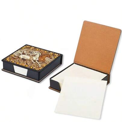 1pc Bookmark Storage Box With 160pcs Self-Adhesive Notes, Black Faux Leather, DIY Special Shaped Crystal Rhinestone Design, Horse Pattern, Unique Handmade Artistic Diamond Painting Kit, Practical & Artistic, Business Gift, Valentine's Day Gift, Office & School Supplies, Memo, Back To School, Graduation Season