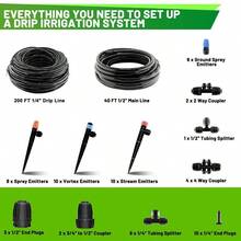 240FT Drip Irrigation System 2025 Upgraded Quick Connector Irrigation System For Garden Adjustable Nozzles Garden Watering System With 1 4 1 2 Tubing Sprinklers For Garden Greenhouse Lawn - 240FT - View 2