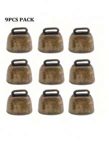 9个装，1.38英寸铜质牛铃，响亮铜质铃铛，非常适合用作铃铛，也可作为家居装饰、树木装饰、狗、牛、马、羊、猫等小型宠物项圈饰品，圣诞礼物，房间装饰 - 彩色 - 查看 11