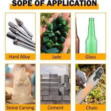 10pcs Diamond Chainsaw Sharpening Kit, Titanium Coated Alumina Grinding Burrs, Rotary Tool Deburring Stone Filer Suitable For Chainsaw, Jade, Glass, Metal, Wood Sharpening - Non-Battery Powered Mode - Multiple Specifications - View 4
