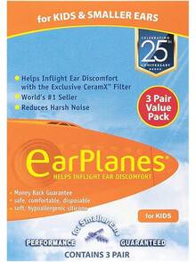 Original Children's EarPlanes By Cirrus Healthcare Ear Plugs Airplane Travel Ear Protection 3 Pair BONUS VALUE PACK - Uncorded - 查看 1