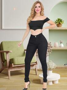 Kit 2 Calça Feminina Jeans Skinny com Elastano (Lycla) Cintura Alta Levanta Bumbum