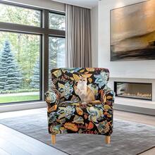 Local Delivery - Banquet Armchair Slipcover Printed Chair Covers With Arms Stretch Club Chair Slipcover Soft Armchair Sofa Covers Anti-Slip Furniture Protector For Dogs Pets Home Living Room Decor, 14 - A5 - 查看 8