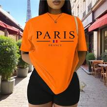 Playera para Mujer con Estampado Paris Francia  Estilo Casual y Moderno - Naranja - Ver 2