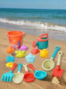 16 stuks zomer buiten strand speelgoed set (schep, ), cartoon intellectuele bad speelset, emmer voor kinderen
