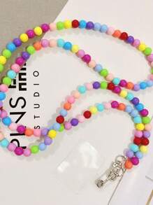 1 Piece - Mobile Phone Crossbody Chain, Beaded Rainbow Long Mobile Phone Chain, Women's Bag Crossbody Chain, Wearable Chain, Universal Chain