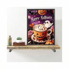 1PC Halloween Diamond Art Painting Kits Crafts Stickers Spooky Witchcraft Scene With Pumpkin Ghost Cauldron 5D DIY Canvas Pictures Mosaic Cross Stitch Kits Embroidery Rhinestones Home Decor Holiday Festival Gift