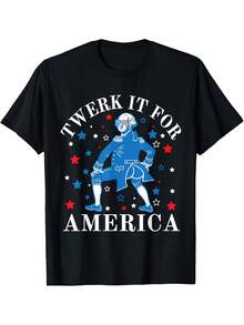 Twerk It For America Funny Patriotic Adult Humor 4th Of July T-Shirt - Black - View 1