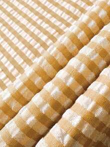 Plus Size Lemon Print T-Shirt And Plaid Wide Leg Pants Set - Casual Matching Set, Comfortable Autumn Outfit, Easy Women's Two Pieces Styling, Street Style, Outdoor Wear Elegant Summer - Multicolor - View 8